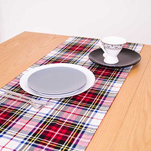 AAYU Tartan Plaid Table Runner 14 x 108 Inch Red and Black Scottish Plaid Table Runner for Everyday Party Wedding Table Settings