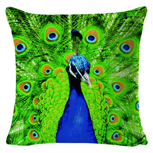 AAYU Peacock Design Pillow Covers 4 18 X 18 Inch | 45 X 45 cm | 4 Piece Set | Digital Printed | Prime Quality Pillow Cover | Both Sides Printed