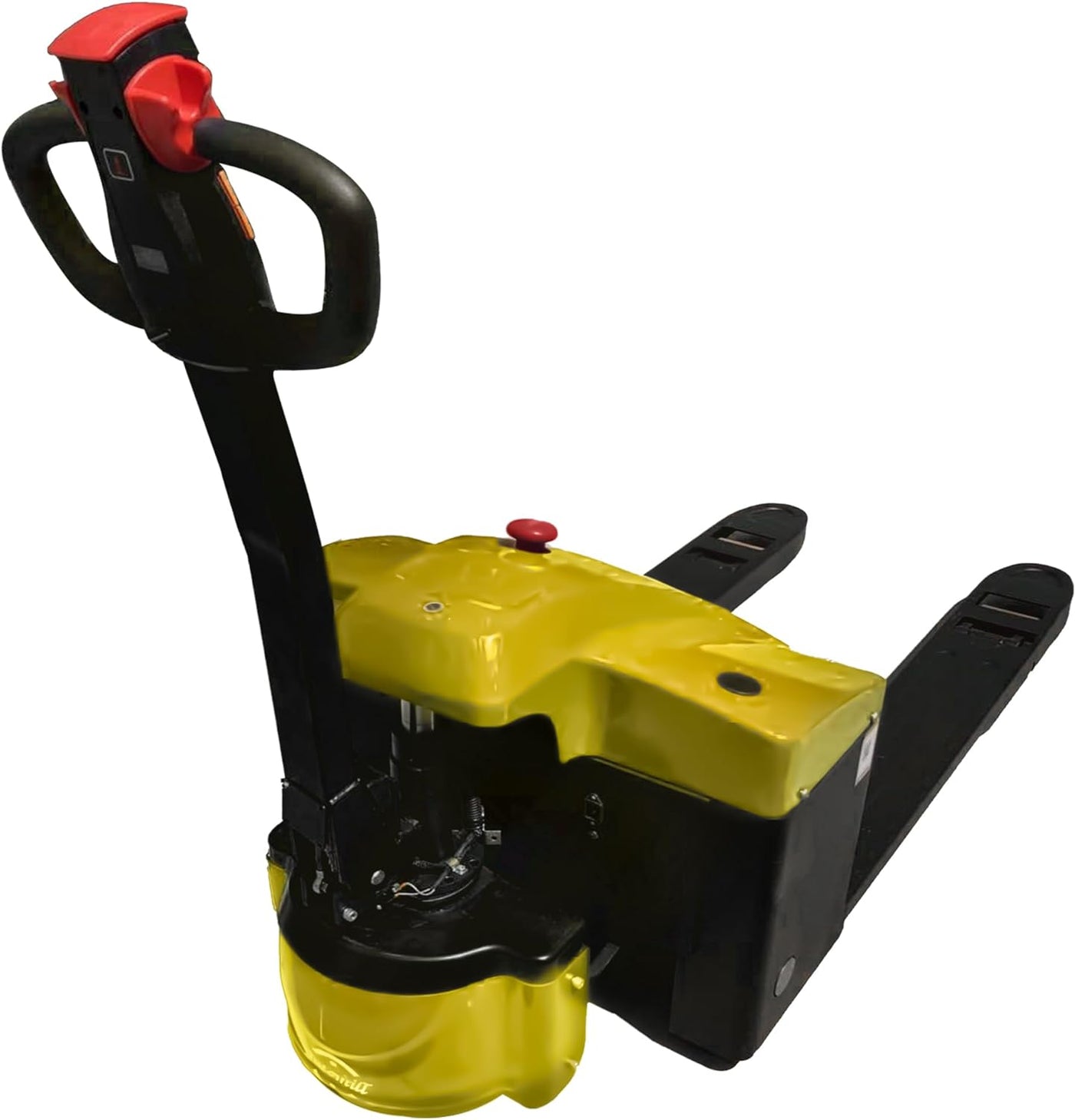 Yellow Electric Pallet Jack: Effortlessly Move 3300 lbs of Materials 48" x27" Fork Length