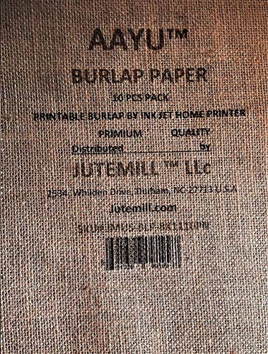 AAYU Bulk Printable Jute Burlap Paper A4 | Laminated Decorative Jute Paper | About 8.5 x 11.5 Inches | 10 Piece Pack + 1 Extra | Print w/Ink Jet Printer | Burlap Scrapbooking Supplies