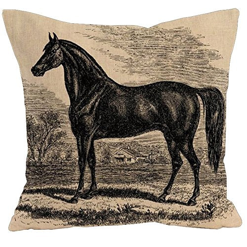 AAYU Horse Print Decorative Throw Pillow Covers 20 x 20 Inch Set of 2 Linen Cushion Covers for Couch Sofa Bed Home Decor