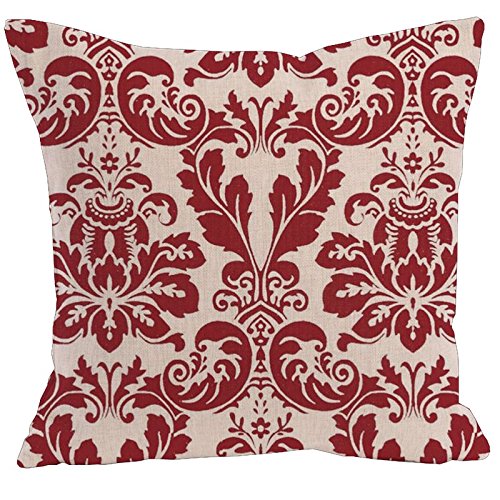 AAYU Red and Navy Decorative Throw Pillow Covers 20 x 20 Inch Set of 2 Linen Cushion Covers for Couch Sofa Bed Home Decor