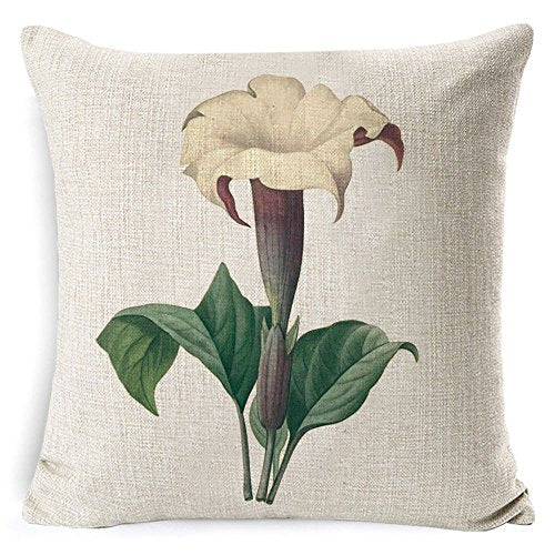 Flower Print Decorative Throw Pillow Covers | Leaf Printed Pillow Covers | Linen Cushion Covers for Couch Sofa and bed