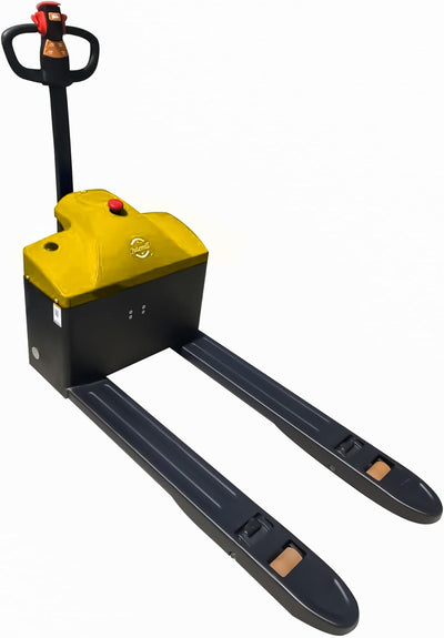 Yellow Electric Pallet Jack: Effortlessly Move 3300 lbs of Materials 48" x27" Fork Length