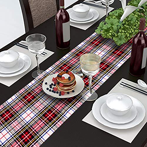 AAYU Tartan Plaid Table Runner 14 x 108 Inch Red and Black Scottish Plaid Table Runner for Everyday Party Wedding Table Settings