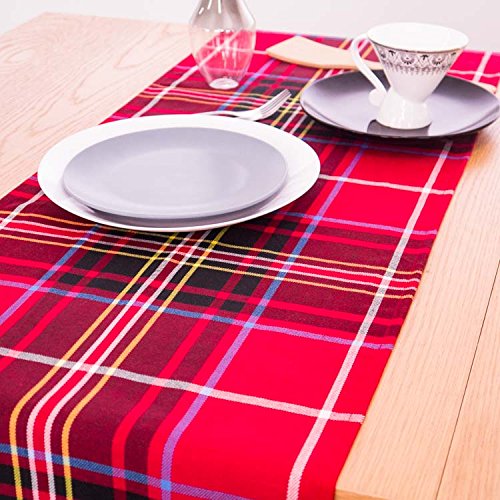 AAYU Red and Black Tartan Plaid Table Runner 14 x 108 Inch Scottish Plaid Table Runner for Everyday Party Wedding Table Settings