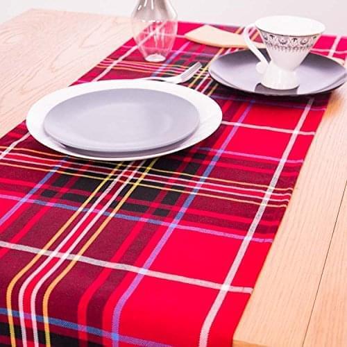 AAYU 9 feet Check Table Runners 108-inches Red and Black 14 x 108 Tartan Plaid Runner for Family Dinner or Gatherings, Indoor/Outdoor Use, Daily Use| Yarn Dyed High GSM Fabric (Red &amp; Black-3)