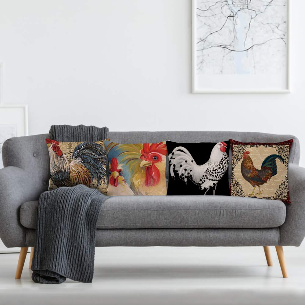 AAYU Decorative Linen Cushion Cover | Double Side HD Printing | High GSM Fabric | Square Throw Pillow Cushion Case for Living Room Sofa Couch Bedroom Car | 20 x 20 inch 50 x 50 cm | Set of 4