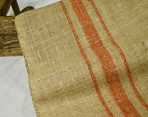 Burlap Rolls | Rustic Table Runner burlap | Burlap Jute Striped Table Runner | 12 x 108 Inch - Orange