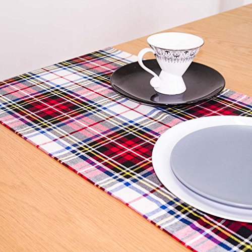 AAYU Tartan Plaid Table Runner 14 x 108 Inch Red and Black Scottish Plaid Table Runner for Everyday Party Wedding Table Settings