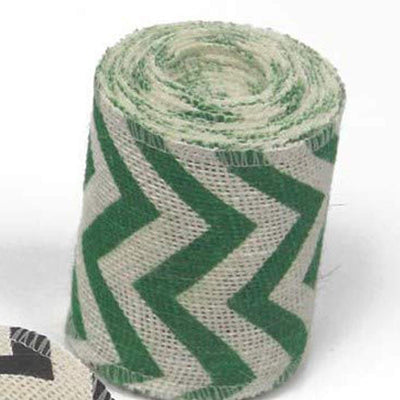 AAYU Natural Burlap Ribbon 3 Inch X 5 Yards Green and White Wave Print Jute Ribbon for Crafts Gift Wrapping Wedding