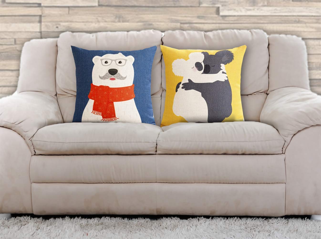AAYU Animal Decorative Throw Pillow Covers 18 x 18 Inch Set of 2 Linen Cushion Covers for Couch Sofa Bed Home Decor