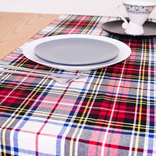 AAYU Tartan Plaid Table Runner 14 x 108 Inch Red and Black Scottish Plaid Table Runner for Everyday Party Wedding Table Settings