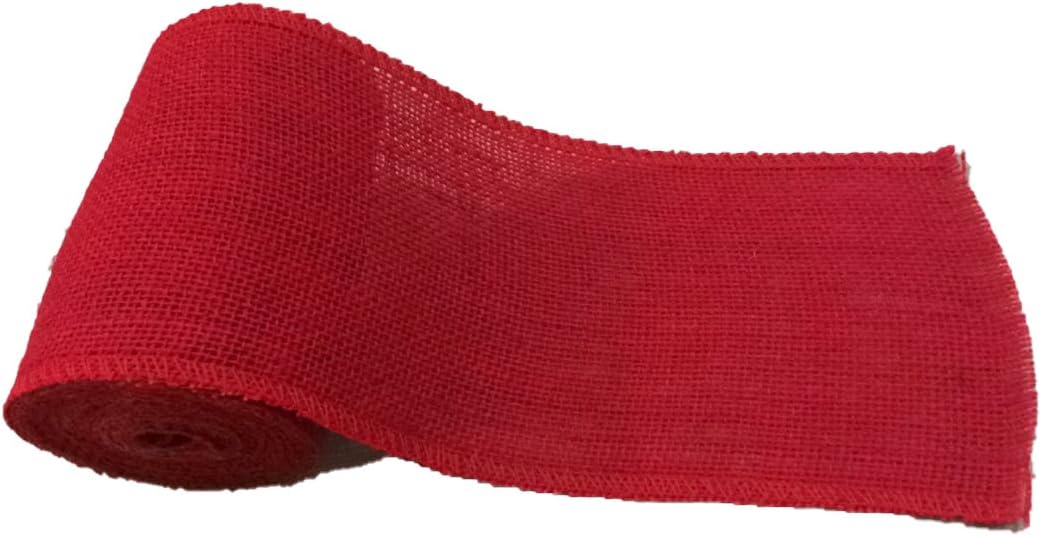 AAYU Brand Premium red 5&quot; Burlap Ribbon Rolls | Red 5 Inch x 5 Yards 100% Natural, Eco-Friendly, Natural Floral Arrangements and Gift Decor (Red)