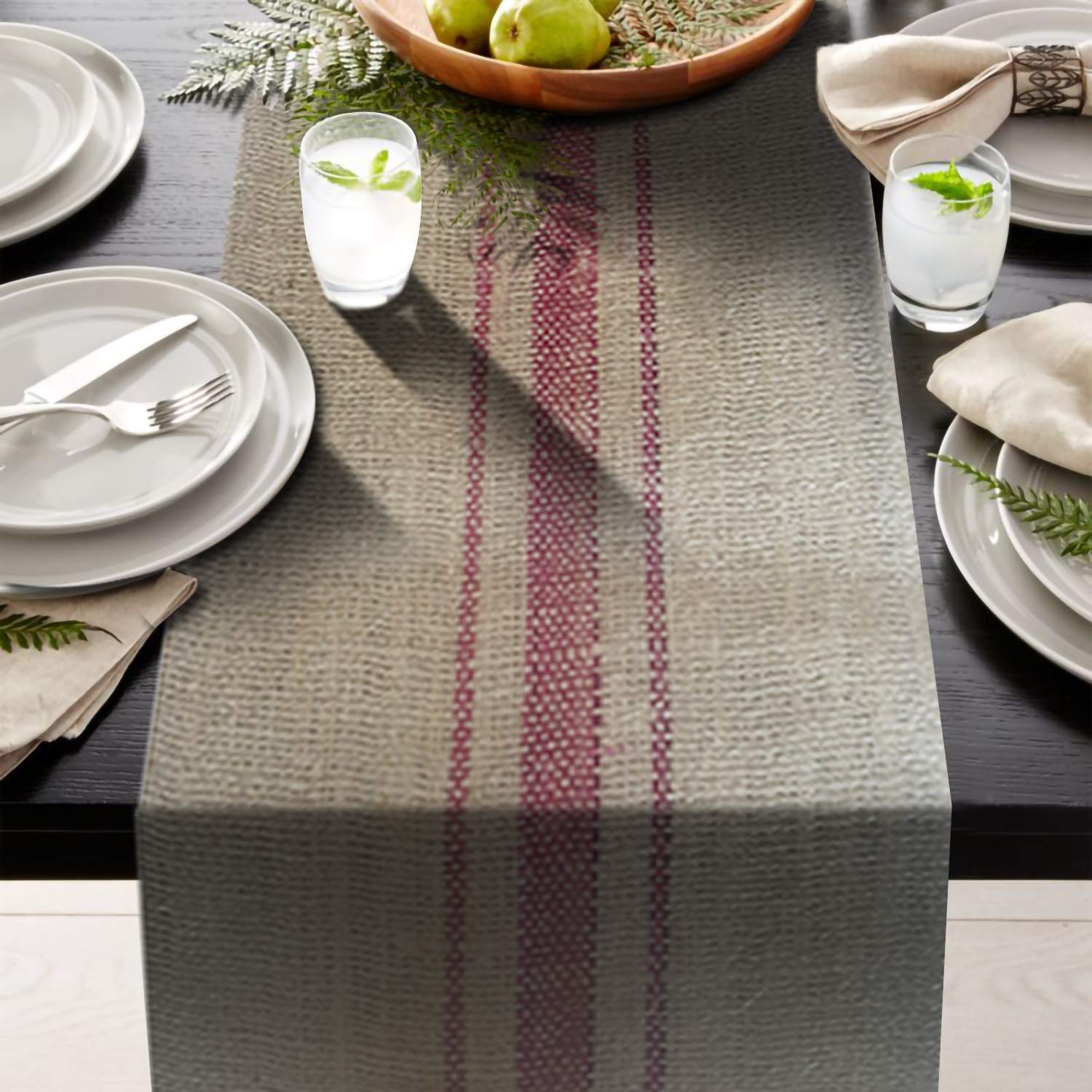 Jute Table Runner | Striped Table Runner Burlap | Burlap Table Runner Roll for Events - Magenta