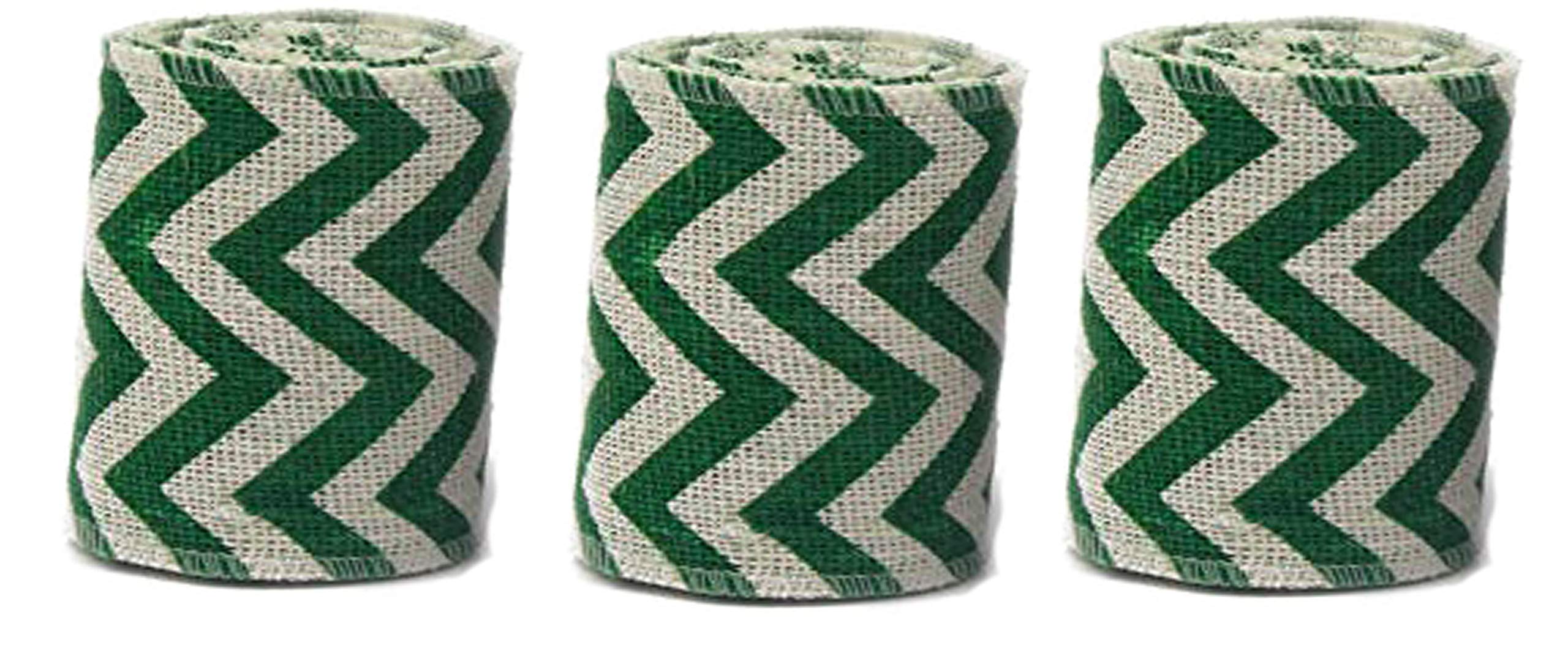 AAYU Natural Burlap Ribbon 2 Inch X 5 Yards Green and White Jute Ribbon for Crafts Gift Wrapping Wedding