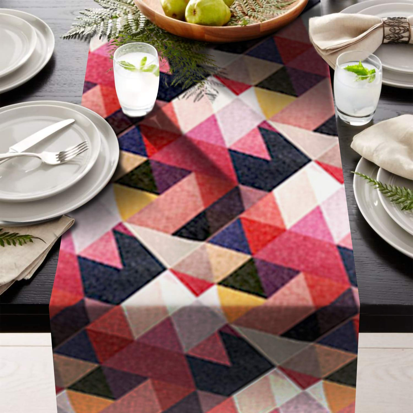 AAYU Geometric Pattern Table Runner 16 x 72 Inch Imitation Linen Runner for Everyday Birthday Baby Shower Party Banquet Decorations Table Settings (Red and Pink)