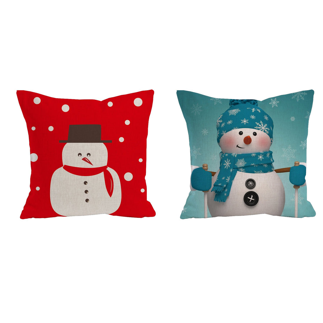 AAYU Snowman Decorative Throw Pillow Covers 20 x 20 Inch Set of 2 Linen Cushion Covers for Couch Sofa Bed Home Decor