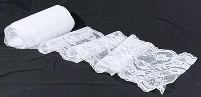 5 Yards x 5.5" Wide White Lace (Non-Stretch) | Tulle Fabric Ribbon | Wedding Party Favors and Decoration (15 feet)