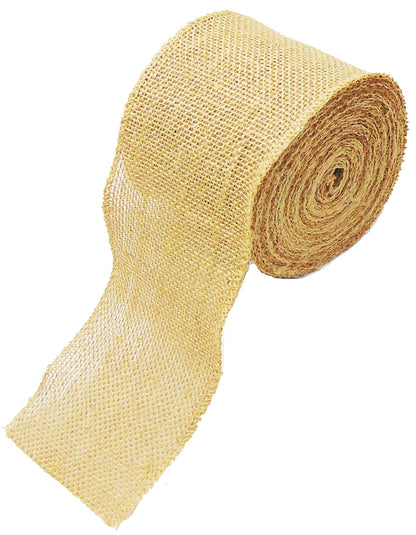 Natural Jute Burlap Ribbon Roll | Burlap Jute Ribbon Roll for Craft and Decoration - 4 Inches x 10 Yards