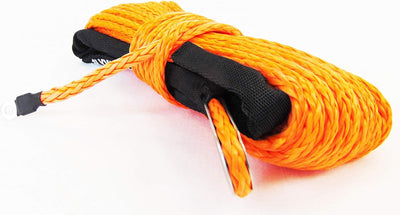 Jutemill 3/8" X 50 feet Synthetic Winch Rope, 3/8-50' Cable line Truck Towing, Trailer, Boat Anchor, Rigging Off Road Recovery-Rope (Orange Colored)