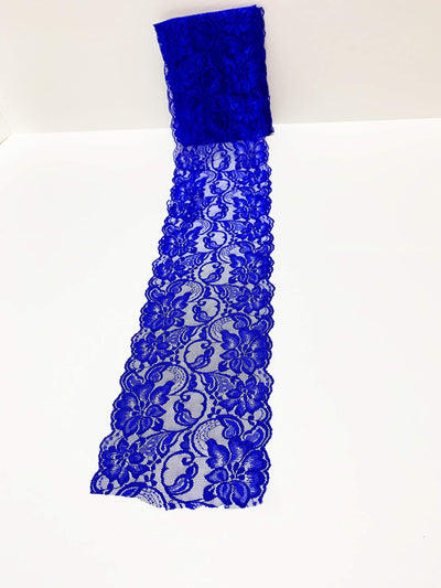 15 feet x 6 in Royal Bright Blue Stretch Lace Elastic Ribbon | Perfect for DIY Decoration and Craft