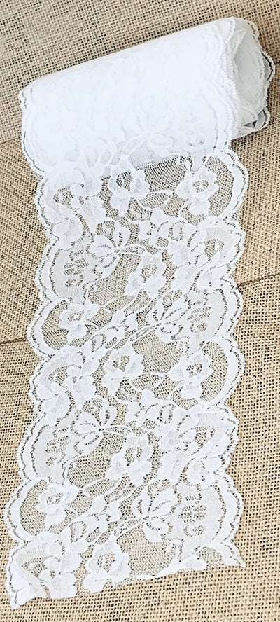 10 Yards x 5.5" Nylon White Lace Trim Fabric Ribbon | Wedding Party Favors Decoration (30 feet Pack by Yard)