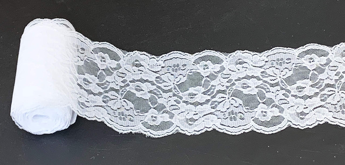 10 Yards x 5.5" Nylon White Lace Trim Fabric Ribbon | Wedding Party Favors Decoration (30 feet Pack by Yard)