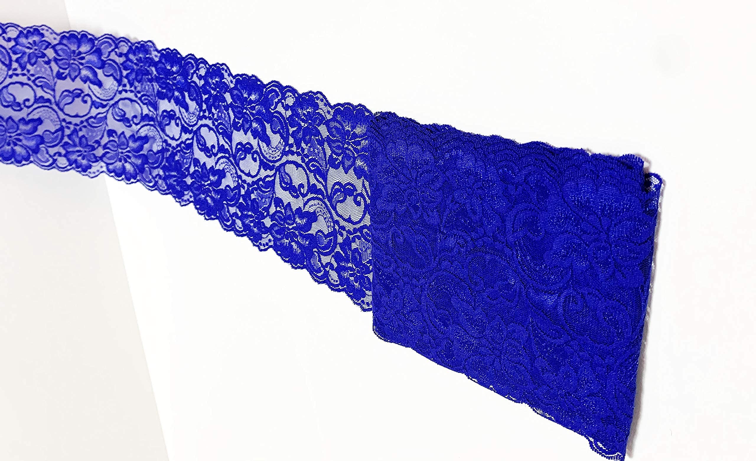 Royal Bright Blue Stretch Lace | Elastic Ribbon for DIY Decoration and Craft