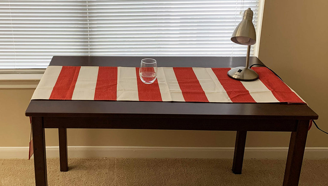 AAYU Red and White Striped Table Runner 16 x 72 Inch Imitation Linen Runner for Everyday Birthday Baby Shower Party Banquet Decorations Table Settings