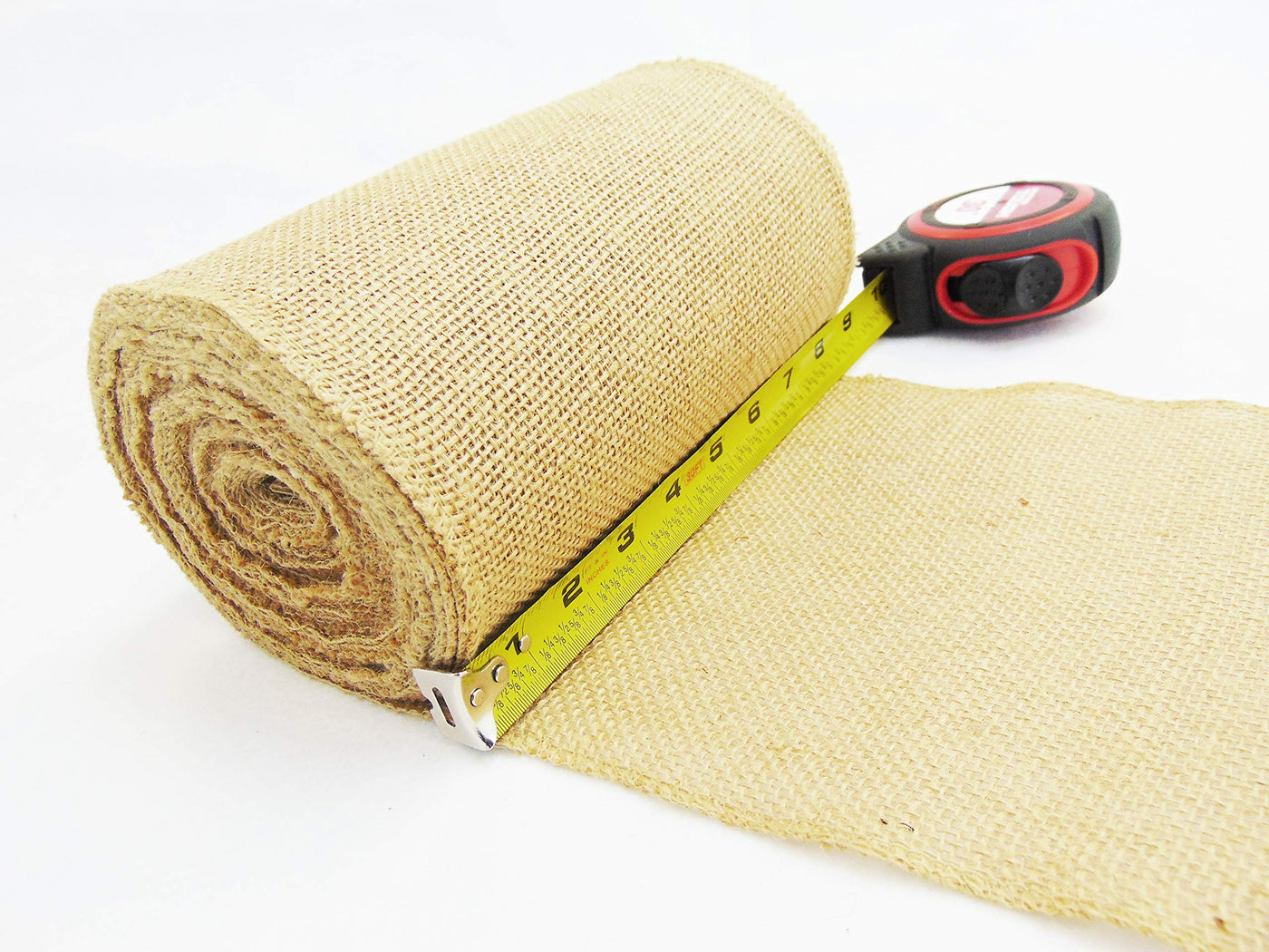 8 inch Wide by 60 feet Long Burlap Tree Plants wrap for Protection Ribbon | High Density Finished Edges Country Outdoor Table Runner