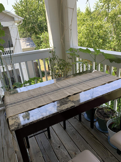 Burlap Jute Striped Table Runner | Burlap Rolls | Rustic Linen Table Runner burlap Style - Blue