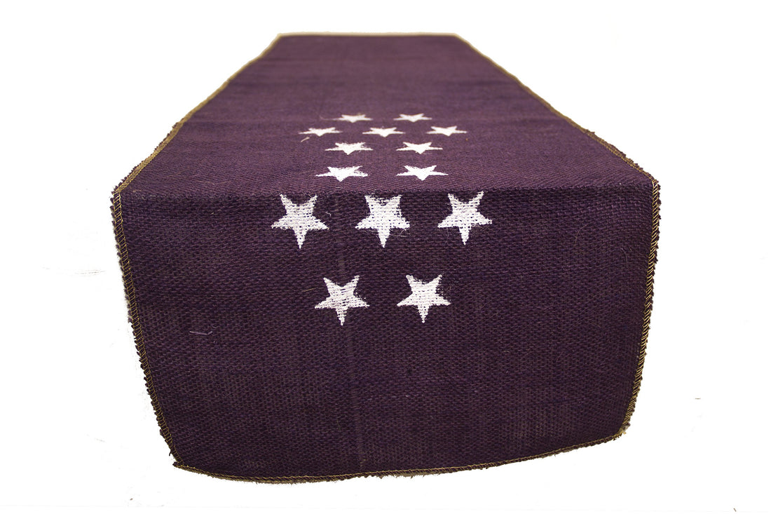 Table Runner with White Stars 12 x 108 Inches 