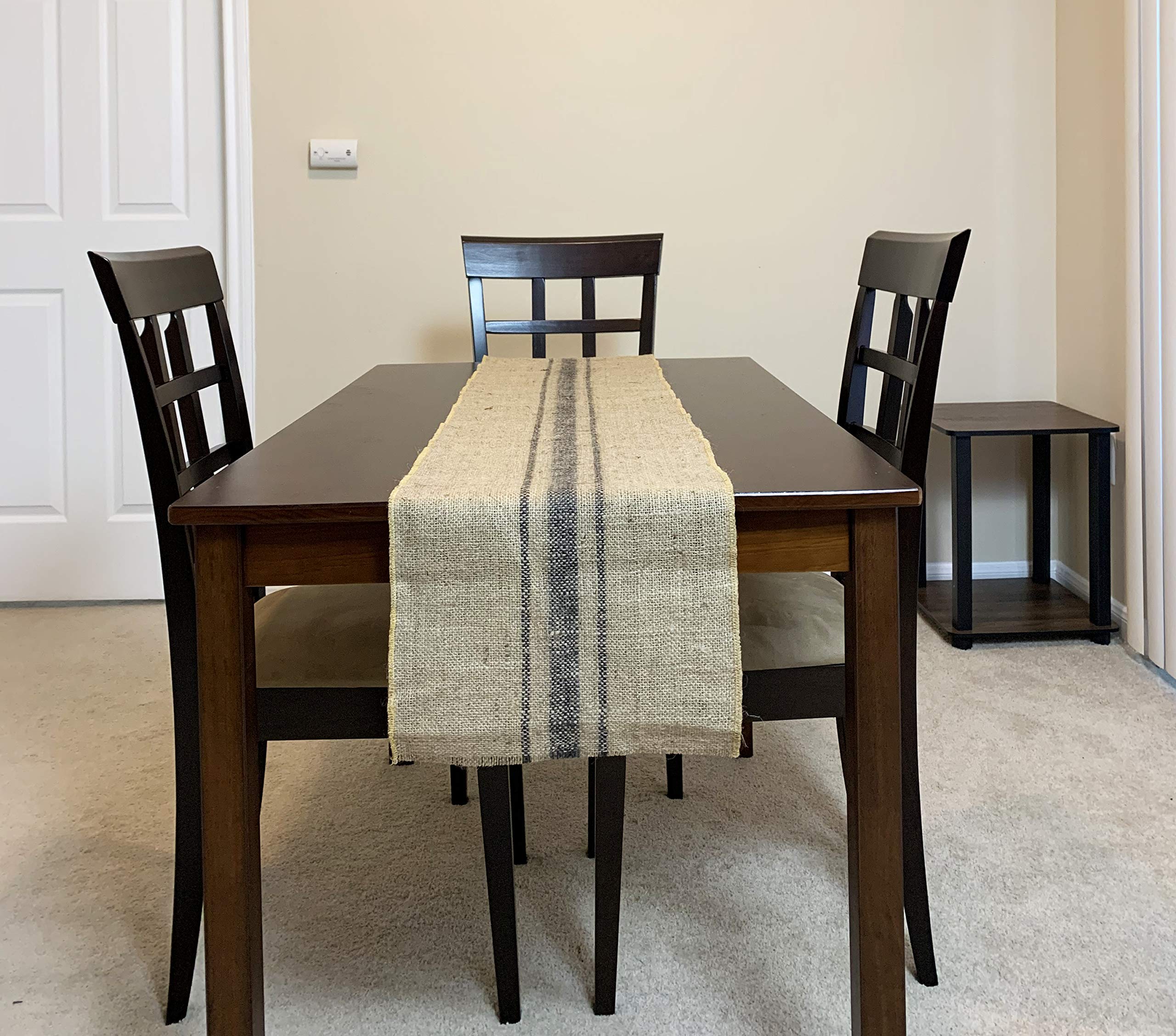 Burlap Jute Striped Table Runner | Burlap Rolls | Rustic Linen Table Runner burlap Style - Blue