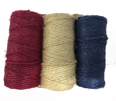 Jute Twine Strings 3 ply 3mm 3 Color Patriotic Them red Ivory and Blue, 3 Pack, Perfect U S Flag Gift Pack Burlap twines