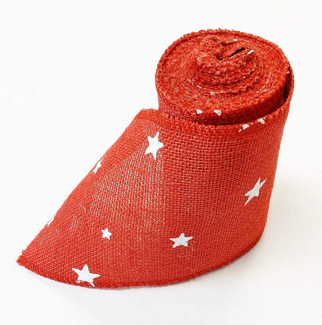AAYU- 5 Inch X 15 Feet Red Burlap Ribbon Star Printed, Natural And Eco Friendly Product (Red Star, 5 Inch)