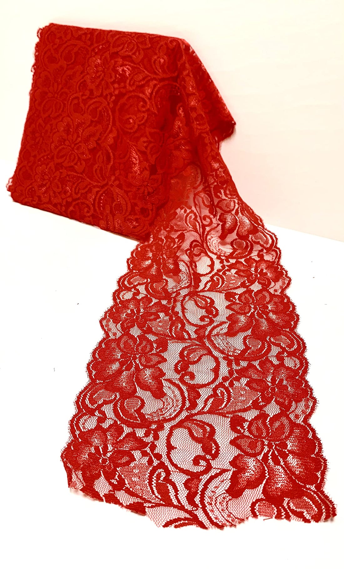 Red Floral Lace Ribbon Trim | 6 inch X 5 Yards | Perfect for DIY Decoration ,Craft, Project and Garment