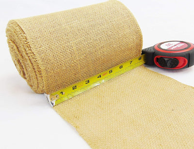 8 inch wide by 60 feet long tight weaved burlap tree plants wrap for protection ribbon | high density finished edges country style indoor outdoor table runner
