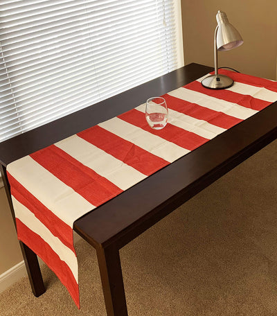 AAYU Red and White Striped Table Runner 16 x 72 Inch Imitation Linen Runner for Everyday Birthday Baby Shower Party Banquet Decorations Table Settings