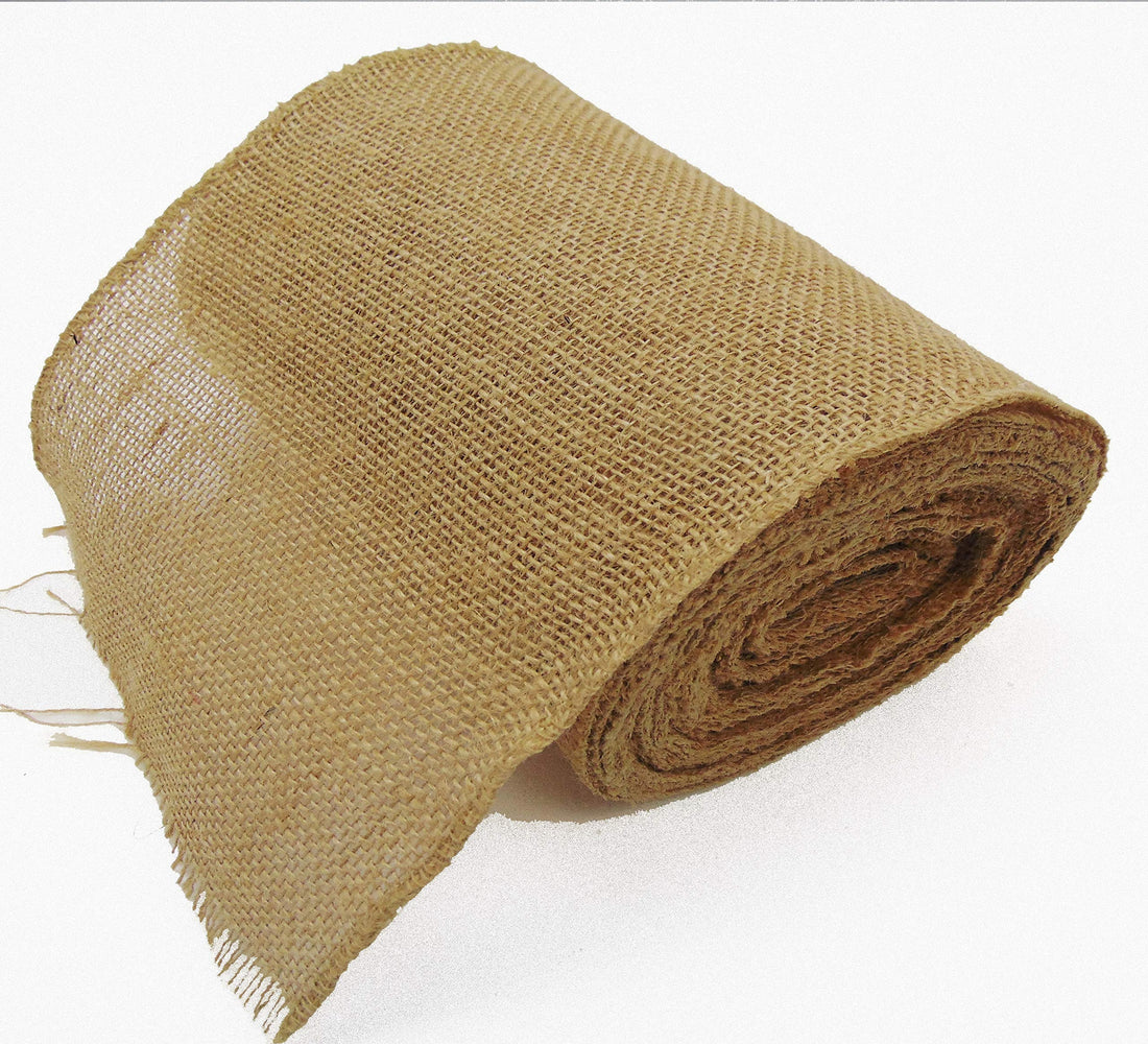 8 inch Wide by 60 feet Long Burlap Tree Plants wrap for Protection Ribbon | High Density Finished Edges Country Outdoor Table Runner