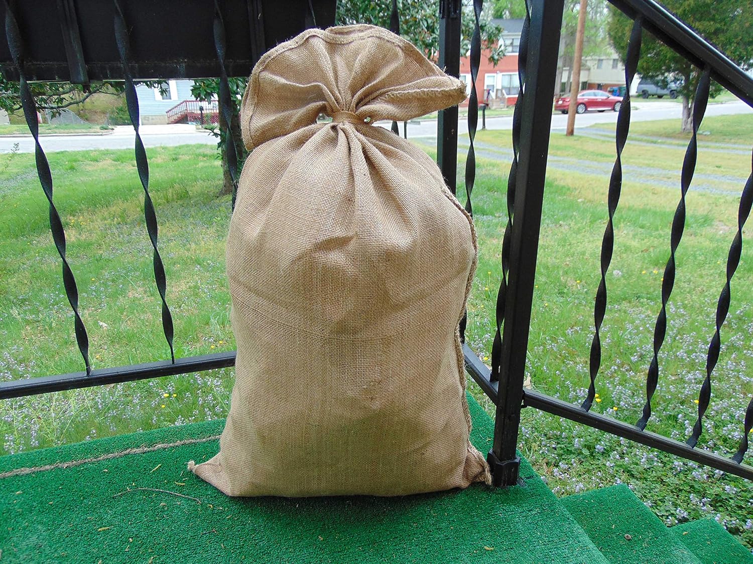  Burlap Bags -4 Pack - 24x40 Inch Jute Burlap Drawstring Sacks