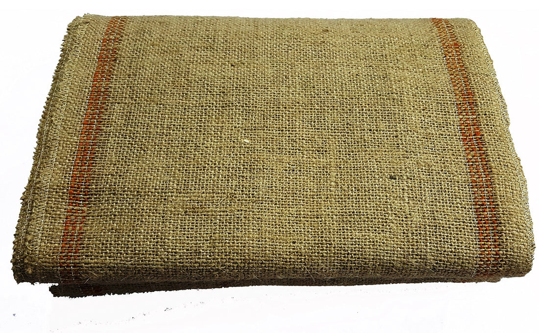 AAYU Burlap Striped Table Runner 12 x 108 Inch No-Fray Food Grade Natural Jute Rustic Table Runner for Home Party Wedding Decorations (Orange)