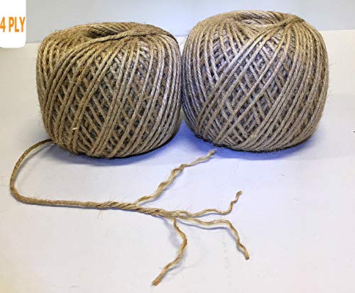 AAYU 2 Pack Jute Twine 3mm String | Thick 4Ply 680 Feet Total | Eco-Friendly Natural Brown Rope | for DIY, Arts and Craft Supplies, Gift Wrapping, Bundling, Gardening, Packing String Jutemill 