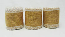 Load image into Gallery viewer, AAYU 3 Pack- Chair sashs 15 Yards Burlap Ribbon with Lace | 3 Inches x 5 Yards | Perfect for Weddings, Tie-Backs, Sashes, Wreaths, Bows, Gift Wrap, Tree Wrapping, Crafts (White Lace in The Middle) Jutemill 
