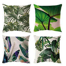 Load image into Gallery viewer, AAYU 4 Pack Green Leaf Design Linen Pillow Covers 18 X 18 Inch | 45 X 45 cm | 4 Piece Set | Digital Print | Prime Quality Pillow Cover Jutemill 
