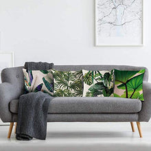 Load image into Gallery viewer, AAYU 4 Pack Green Leaf Design Linen Pillow Covers 18 X 18 Inch | 45 X 45 cm | 4 Piece Set | Digital Print | Prime Quality Pillow Cover Jutemill 
