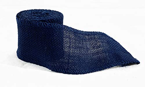 AAYU Blue Burlap Ribbon Rolls 3 inch x 5 Yards | Perfect for Rustic Wedding Decorations, Baby Showers, Tie-Backs, Wreaths, Bows, Gift &amp; Tree Wrapping, Crafts (Blue)| Jutemill 