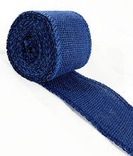 Load image into Gallery viewer, AAYU Blue Burlap Ribbon Rolls 3 inch x 5 Yards | Perfect for Rustic Wedding Decorations, Baby Showers, Tie-Backs, Wreaths, Bows, Gift &amp; Tree Wrapping, Crafts (Blue)| Jutemill 
