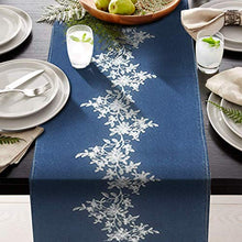 Load image into Gallery viewer, AAYU Blue Table Runner Fall with Embroidery for Parties Wedding Gathering Ideal Denim Runner for Dinning Table Kitchen Table Bed Runner (14 Inches X 72 Inches) Jutemill 