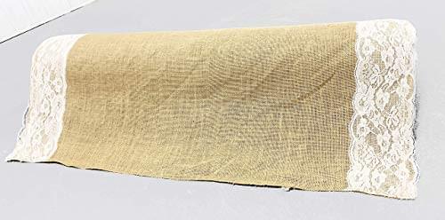 Burlap Table Runner with String Lights Rustic